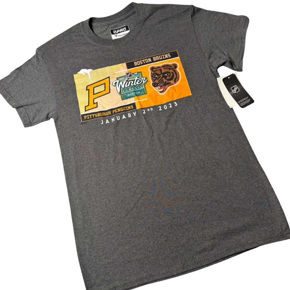 Fanatics NHL 2023 Winter Classic Boston Bruins Pittsburgh Penguins Gray Shirt S